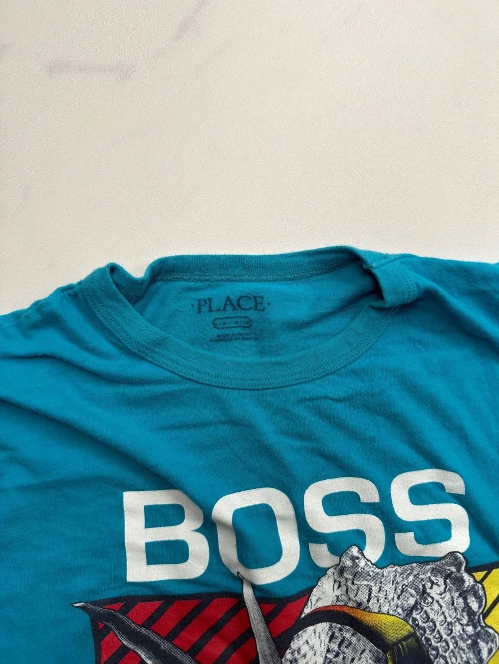 The Children's Place Graphic T-Shirt Turquoise Boss Life - Boys L